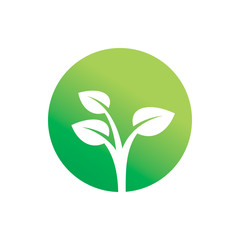 circle green nature leaf plant logo design