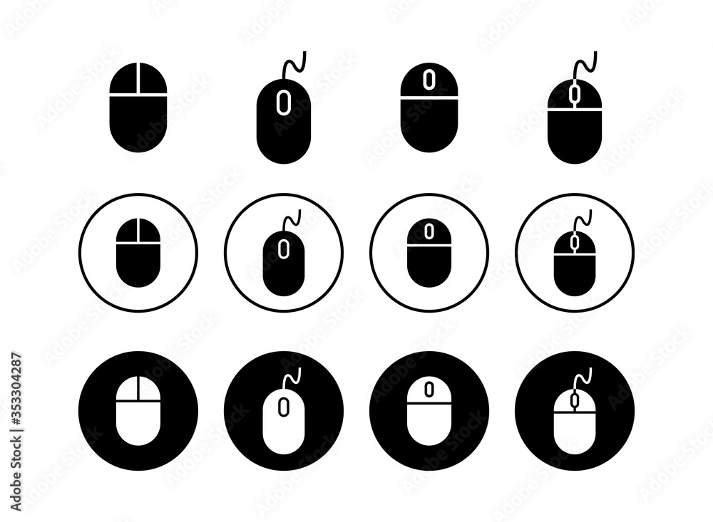 Mouse Icon Types Set of Computer Mouse Icons . Computer mouse vector icon Stock Vector ...