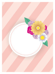 Sticker - floral decorative card template with circle frame