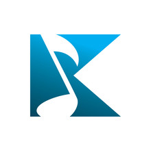 Blue Color Letter K Music Note Song Logo Design