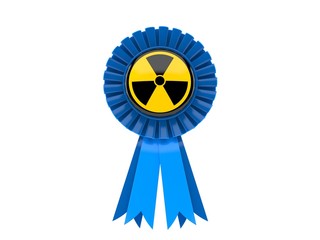 Canvas Print - Radioactive symbol inside award ribbon