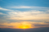Fototapeta Zachód słońca - gold sun light in sunset time with blue sky