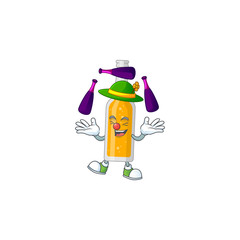 Poster - Bottle of beer mascot cartoon design playing Juggling on circus