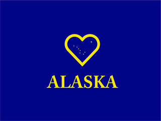 Wall Mural - Alaska heart love symbol flag U.S. state