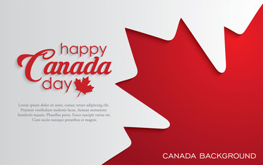 happy canada day background with red maple leaf. vector illustration. paper art style