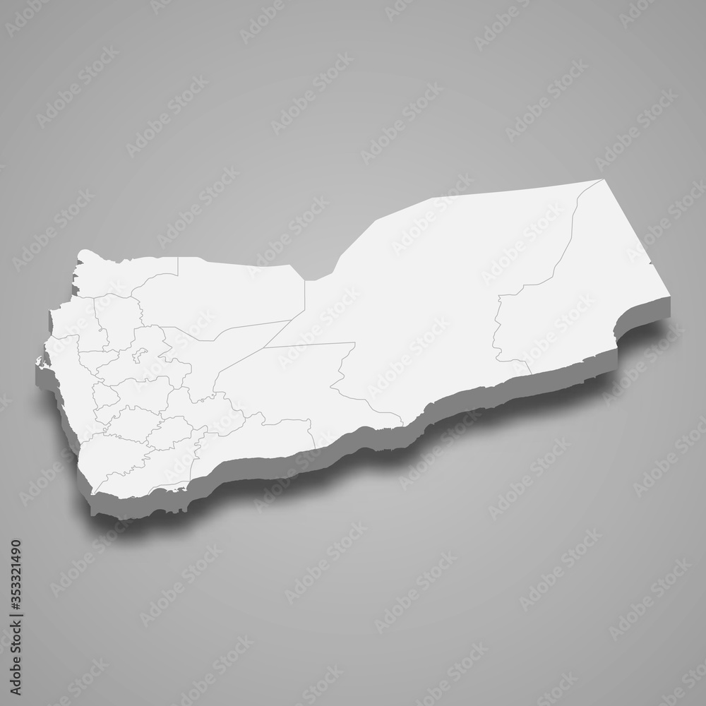 Yemen 3d map with borders Template for your design Stock Vector | Adobe ...