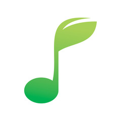 Wall Mural - green nature leaf music note song logo design