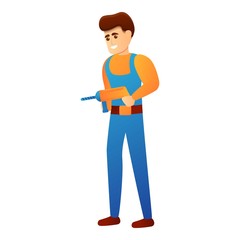 Wall Mural - Repairman electric drill icon. Cartoon of repairman electric drill vector icon for web design isolated on white background