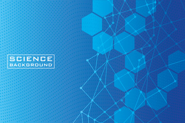 Wall Mural - blue science background with lines structures