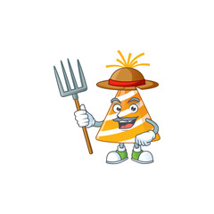 Wall Mural - Caricature picture of Farmer yellow party hat with hat and pitchfork