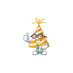 Poster - cartoon drawing concept of yellow party hat as a successful businessman