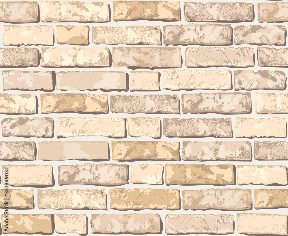 Realistic Vector brick wall seamless pattern. Flat wall texture. Beautiful light yellow textured brick background for print, paper, design, decor, photo background Stock Vector | Adobe Stock realistic-vector-brick-wall-seamless-pattern-flat-wall-texture-beautiful-light-yellow-textured-brick-background-for-print-paper-design-decor-photo-background-stock-vector-adobe-stock