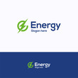 Energy logo. Lightning energy logo template. Circle green logotype with letter c and e