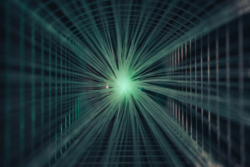 Poster - Beautiful abstract optical fiber white light bokeh in the darkness background.