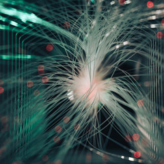 Poster - Beautiful abstract optical fiber white light bokeh in the darkness background.