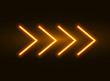 © kolonko - Neon arrow vector sign. Light arrow retro glow yellow casino neon effect