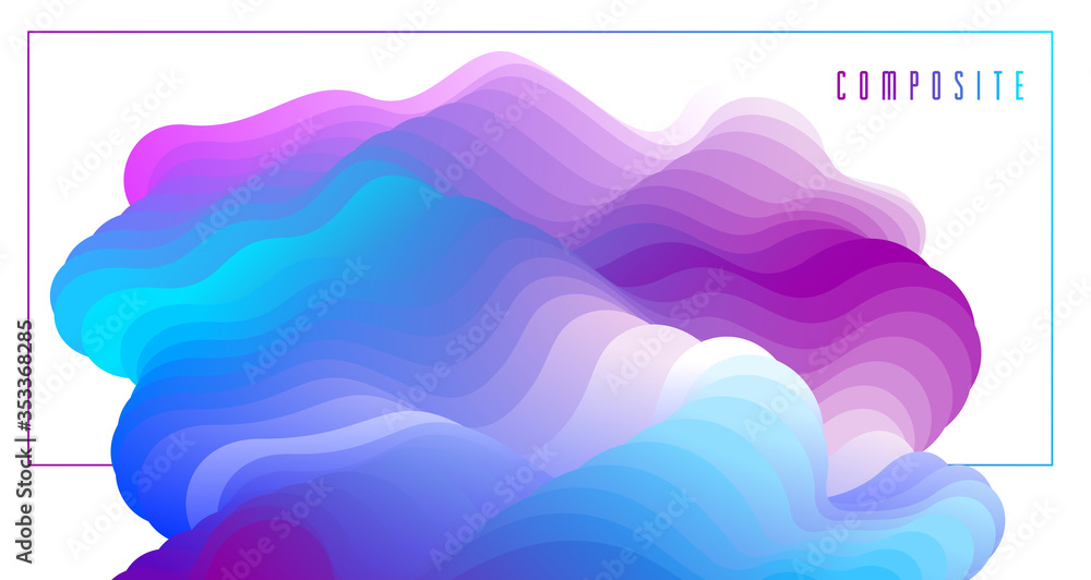 Abstract colorful fluid vector background, dimensional gradient shape ...