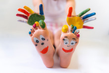 Colored Legs And Hands Of A Child