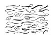 Swooshes and flourish brush stroke vector collection. Black paint wavy lines, dirty curved strokes.