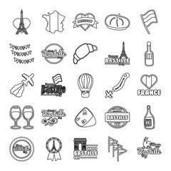 Poster - bundle of bastille day icons