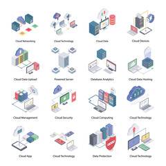 Canvas Print - 
Cloud Computing Isometric Icons 
