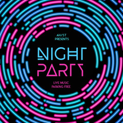 Wall Mural - Night party vector illustration. Rounded lines design style.