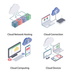 Sticker - 
Cloud Network Isometric Vectors 
