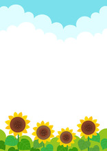Summer Sunflowers With Sky Background