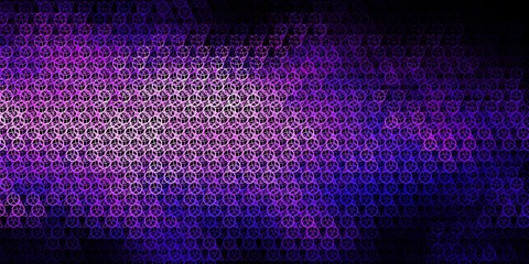 Dark Purple, Pink vector background with occult symbols.