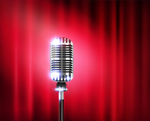 Poster - Microphone Stand Up Show Realistic Composition