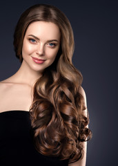 Wall Mural - beauty long hair woman curly hairstyle natural makeup