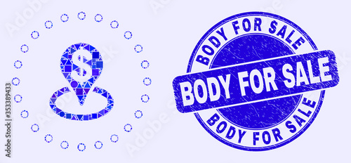 Fotografía Geometric bank placement mosaic icon and Body for Sale seal
