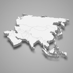 3d map of asia template for your design