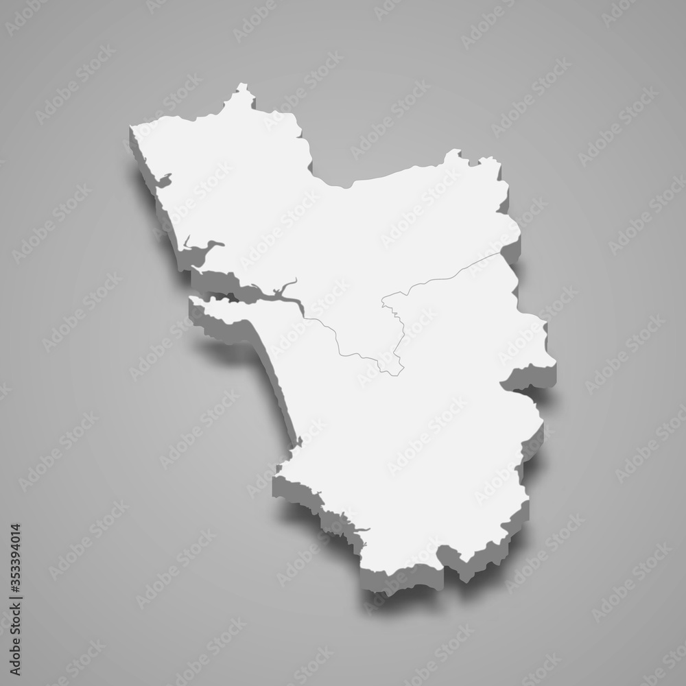 Goa 3d map state of India Template for your design Stock Vector | Adobe ...