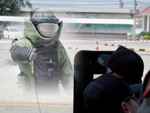 Bomb Disposal Expert In Bomb Suit For Explosive Ordnance Disposal
