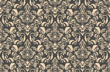 Damask Seamless Pattern Element. Vector Classical Luxury Old Fashioned Damask Ornament, Royal Victorian Seamless Texture For Wallpapers, Textile, Wrapping. Vintage Exquisite Floral Baroque Template.