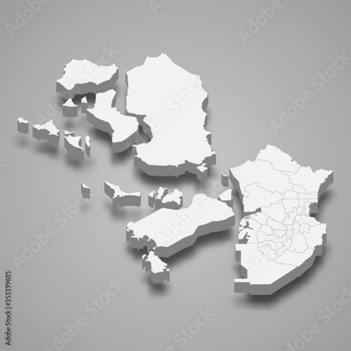 Fototapeta na szkło incheon 3d mapa regionu Korei Południowej Szablon do projektowania
