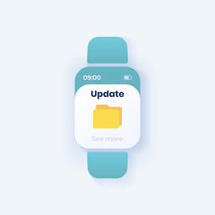 Canvas Print - Files update smartwatch interface vector template. Device organizer mobile app notification day mode design. Informational message screen. Flat UI for application. Folder on smart watch display