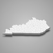 Kentucky 3d map state of United States Template for your design