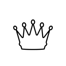 5 Point Crown Outline Icon. Clipart Image Isolated On White Background