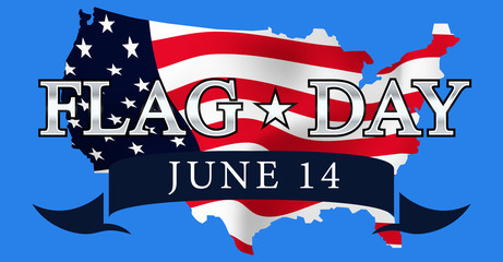 Flag day in the United States june 14, vector illustration of united states map