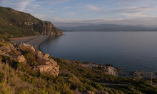 Corsican Coastline.  Maquis, Rocks And The Black Beach Of Nonza, In The Cap Corse