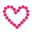 A pink heart made of buttons on the white background. For people who love hand-made and sewing 