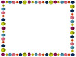 A frame made of colorful buttons, white background with copy space