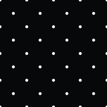Seamless Pattern White Polka Dot On Black Background, Vector, Illustration