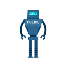 Police Robot Icon. Clipart Image Isolated On White Background