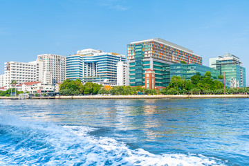 Bangkok, Thailand - 22 may, 2020 : Siriraj Hospital view from the Chao Phraya River.