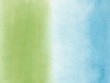 © Hanna - Blue and green watercolor texture background with wet brush stains, strokes. Watercolor wash. Abstract artistic frame, empty space for text. Acrylic hand painted gradient backdrop.