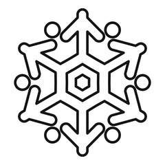 Canvas Print - Falling snowflake icon. Outline falling snowflake vector icon for web design isolated on white background