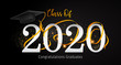 © detakstudio - 2020 Graduation with Cap Vector. Class of 2020 Year Graduation Banner. Banner for Graduation Greeting Card. Lettering Class of 2020 for Greeting and Invitation Card.